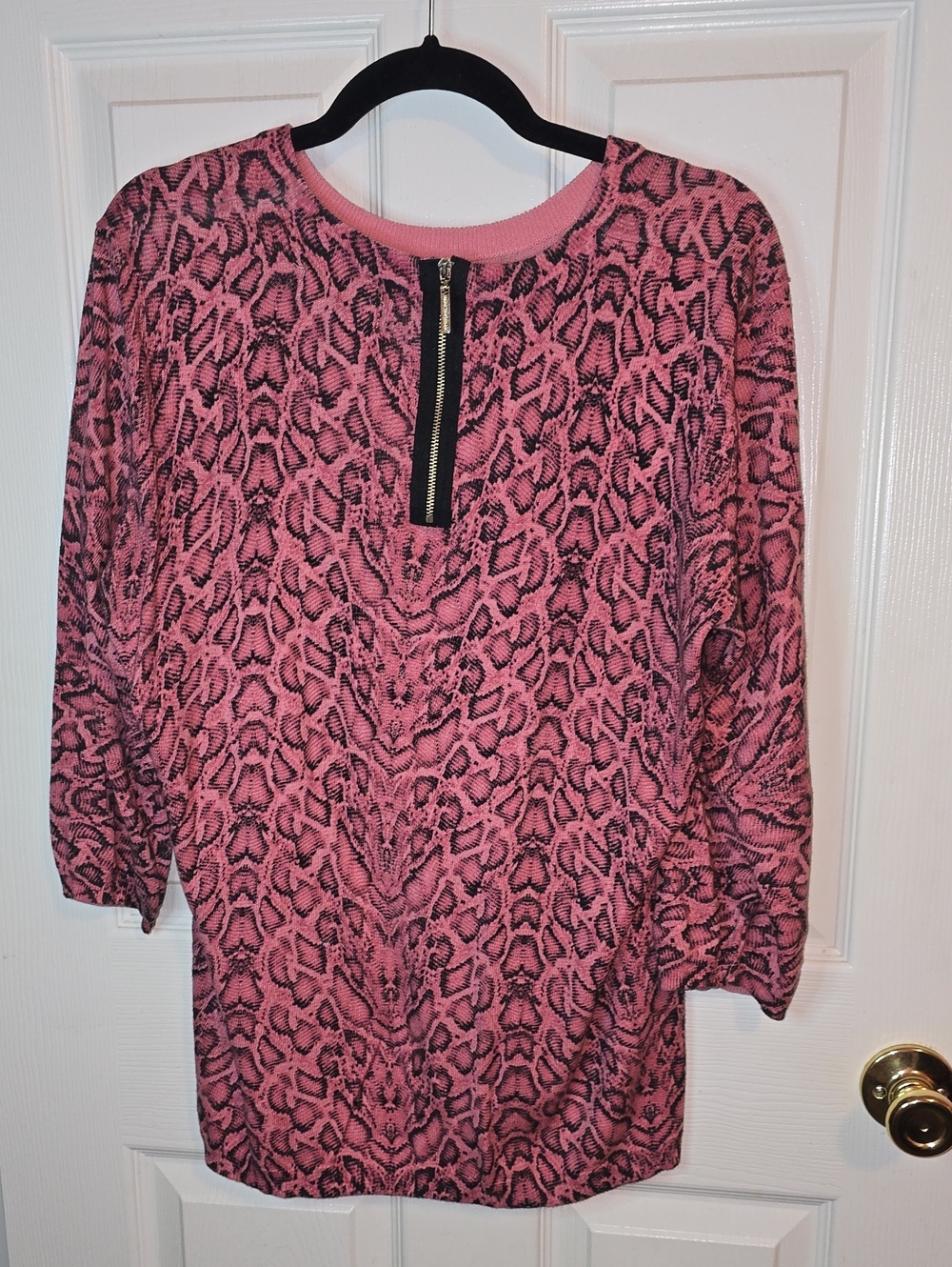 Dana Buchman Pink Snake-Print Zip Sweatshirt